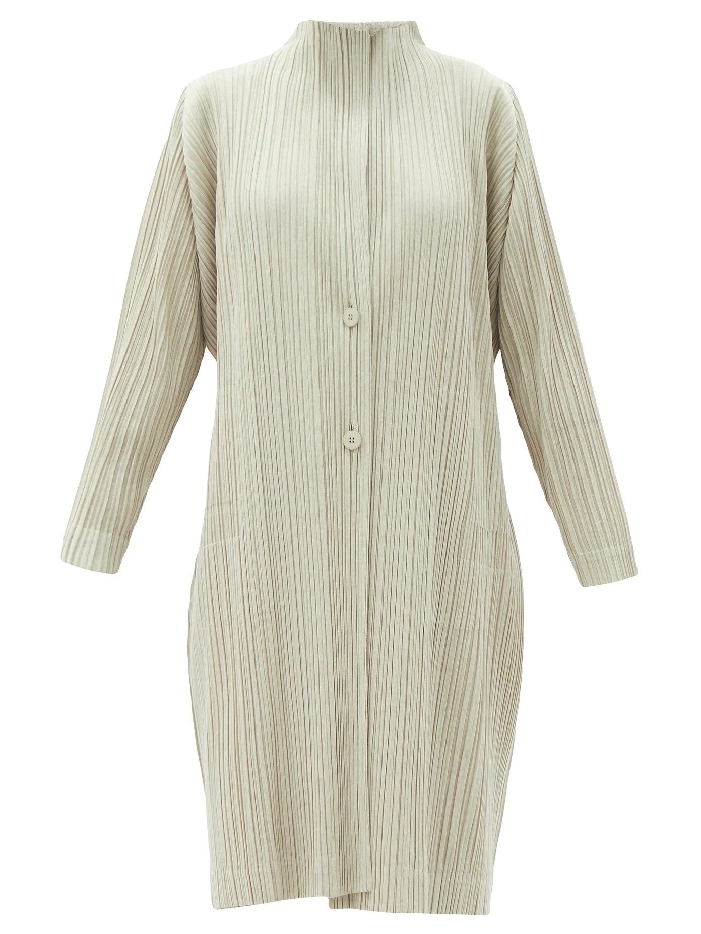 Single-breasted technical-pleated coat - 1