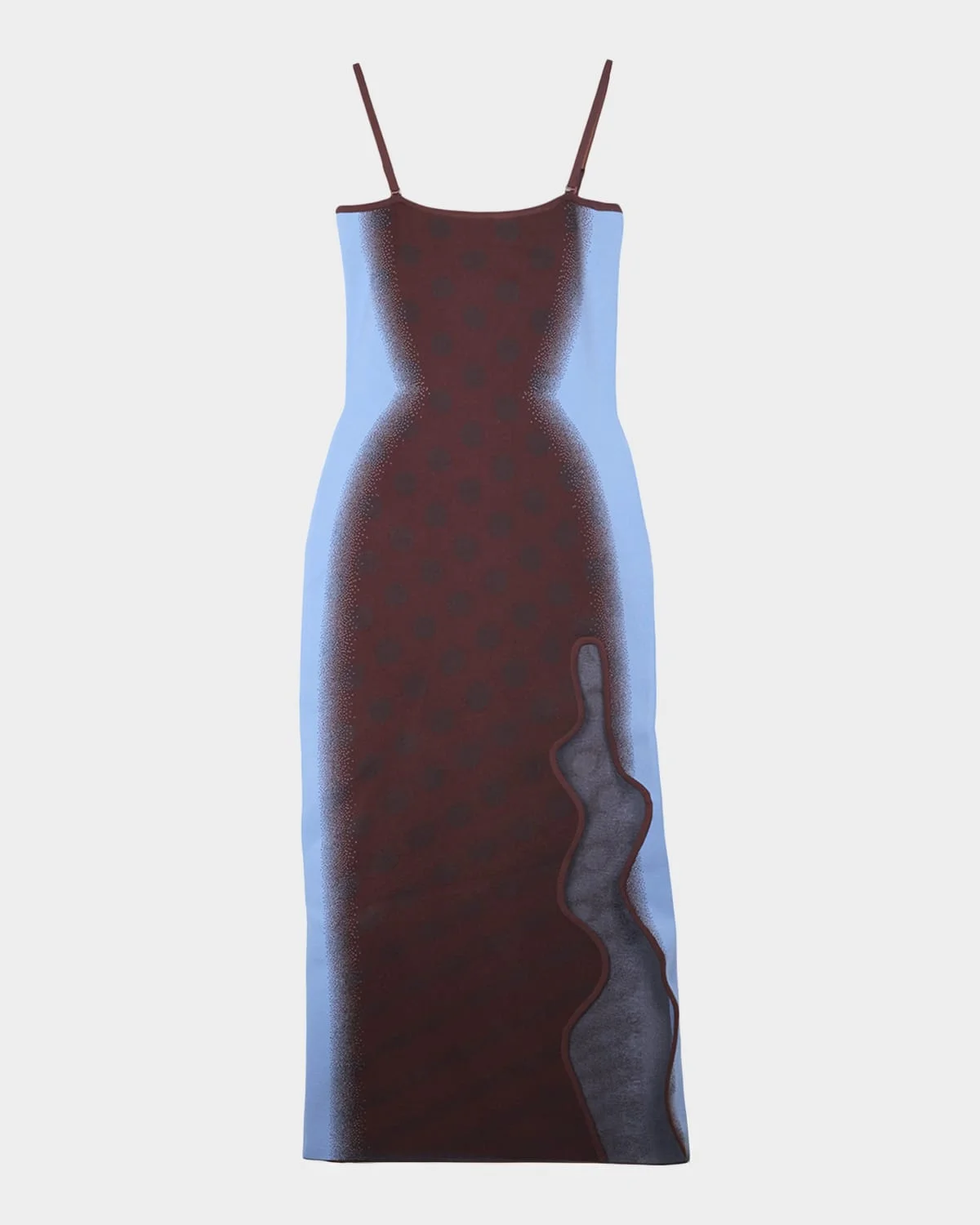 Iris Polka-Dot Wavy Asymmetric Slit Maxi Dress - 1