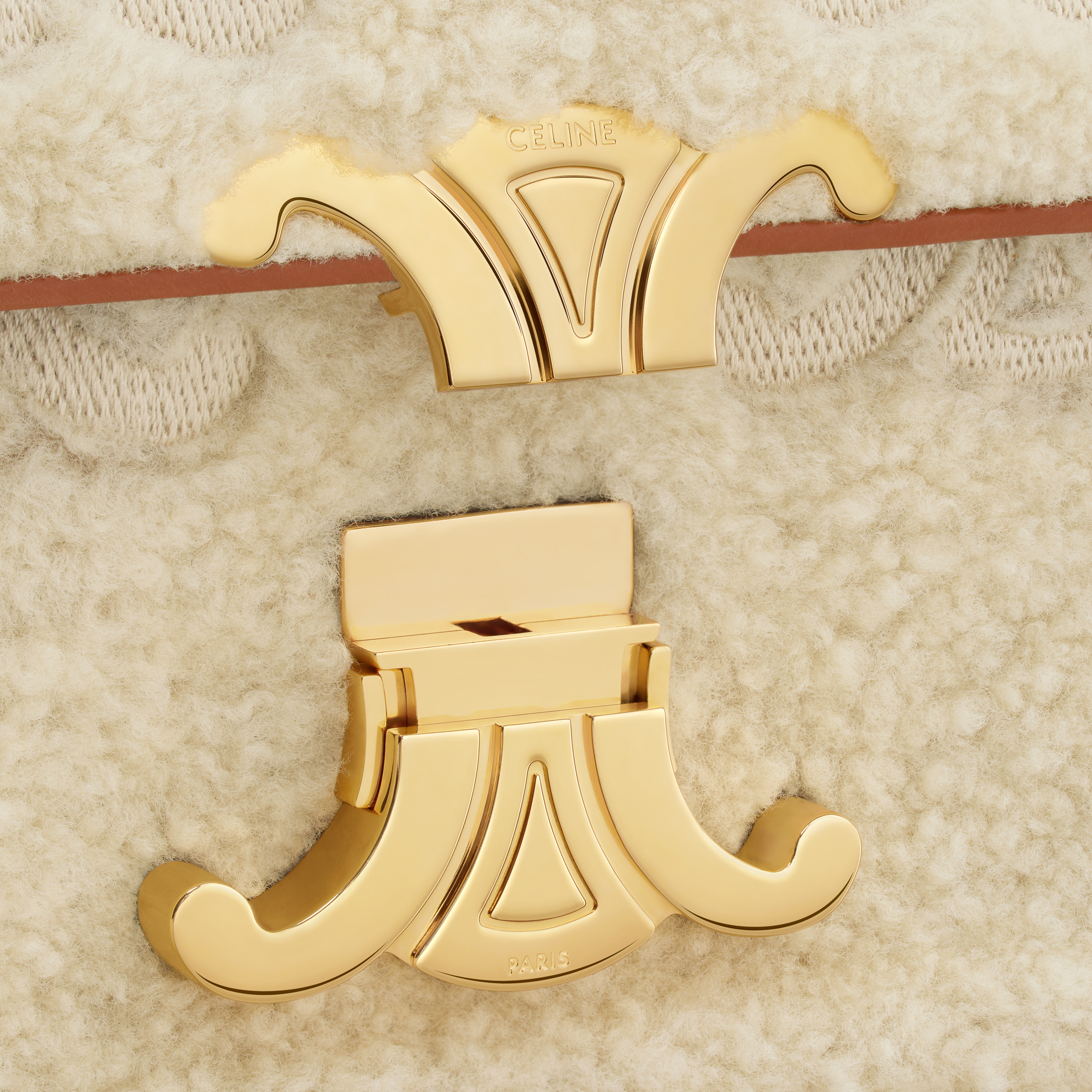 SHOULDER BAG CLAUDE in SHEARLING WITH TRIOMPHE EMBROIDERIES - 5