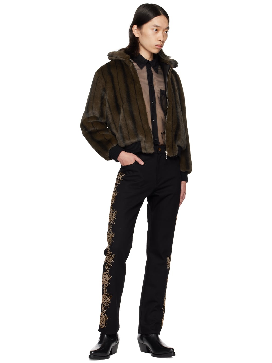 Black Rose Studded Jeans - 4