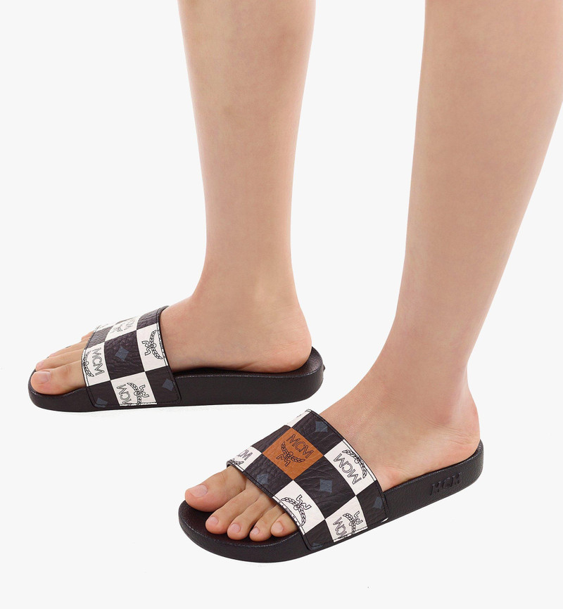 MCM Women’s Checkerboard Visetos Slides outlook