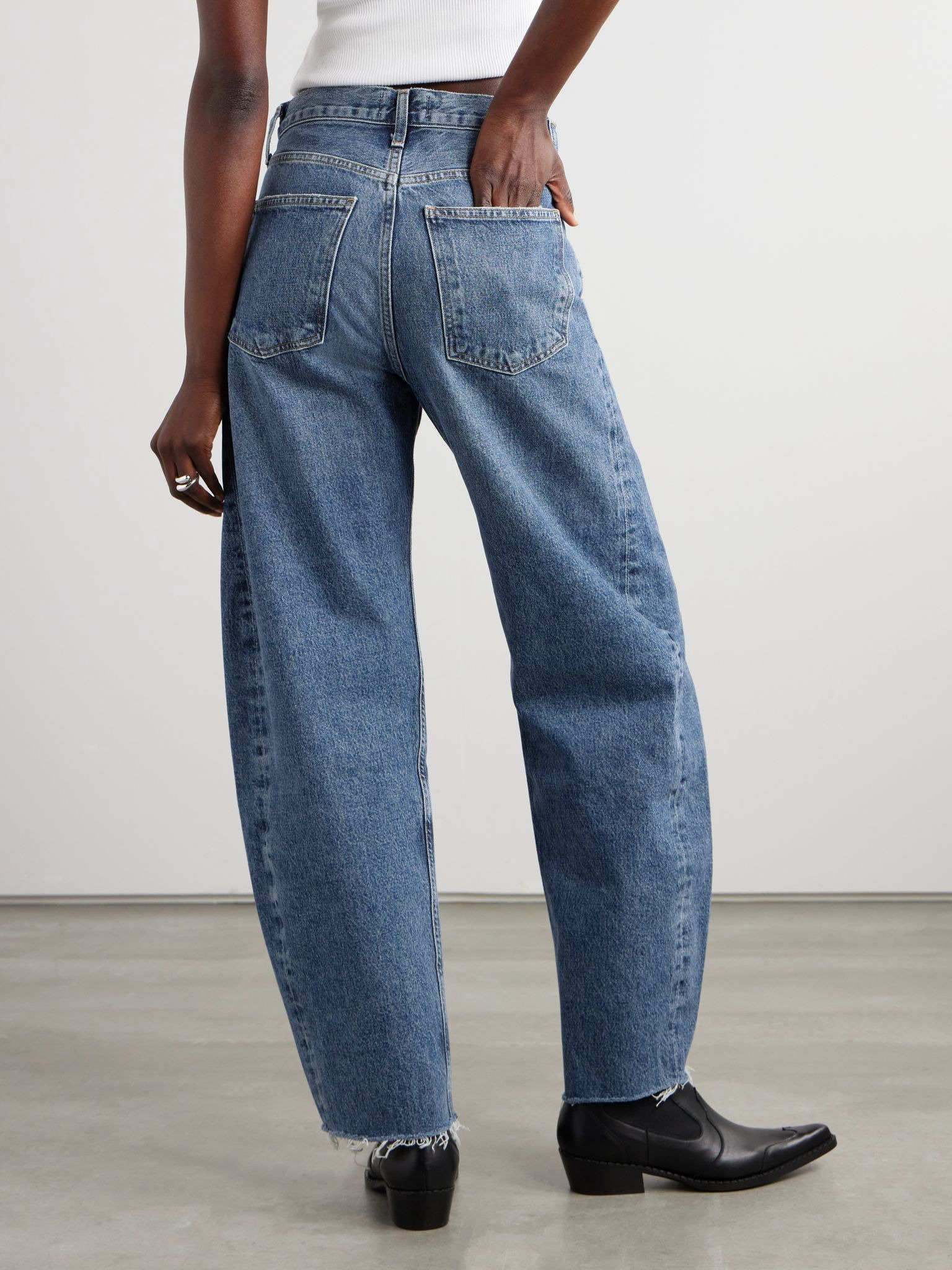 Luna high-rise tapered organic jeans Dark denim - 4