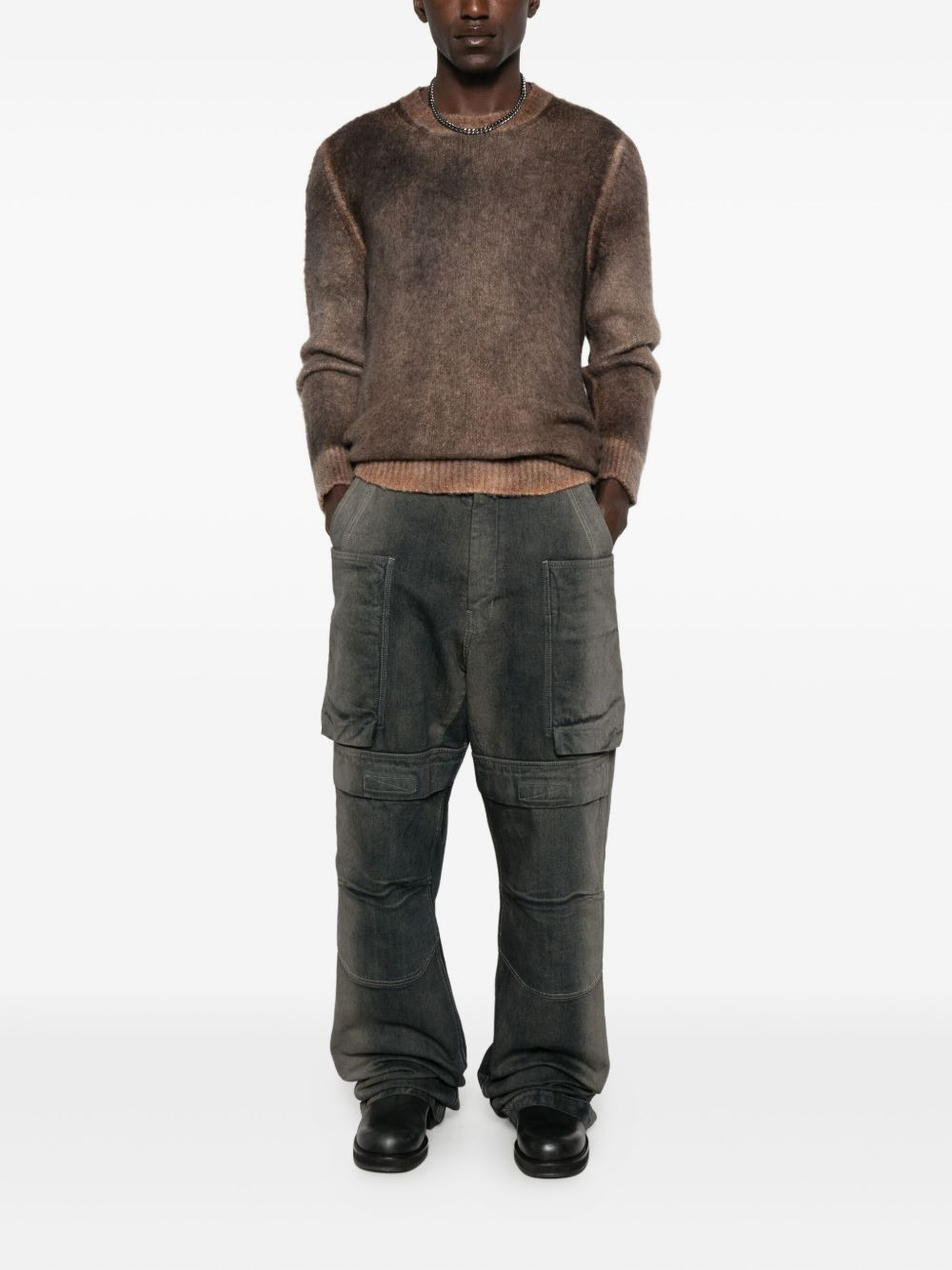 brushed crew-neck sweater - 2