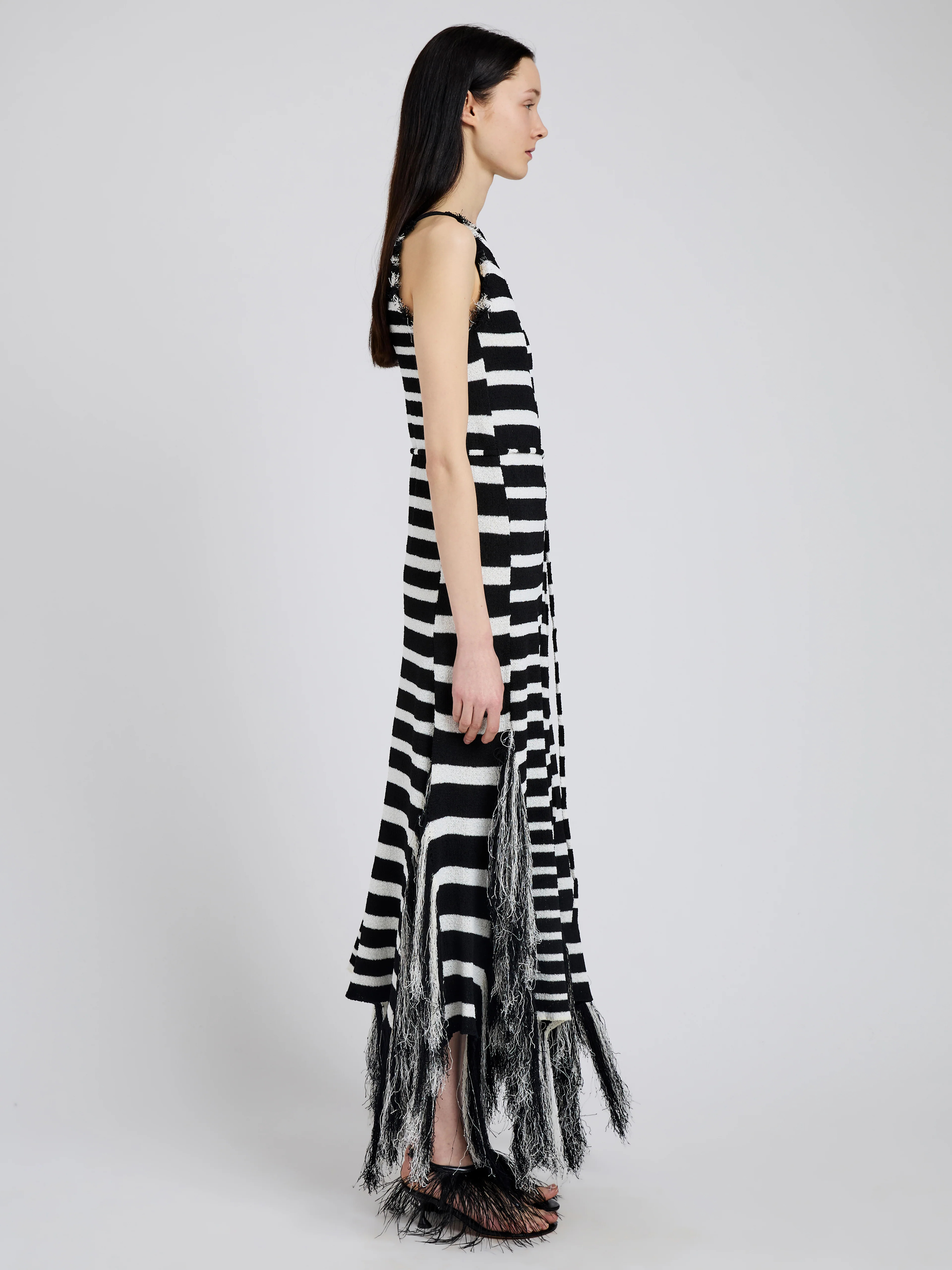 Yves Dress in Stripe Fringed Knit - 3