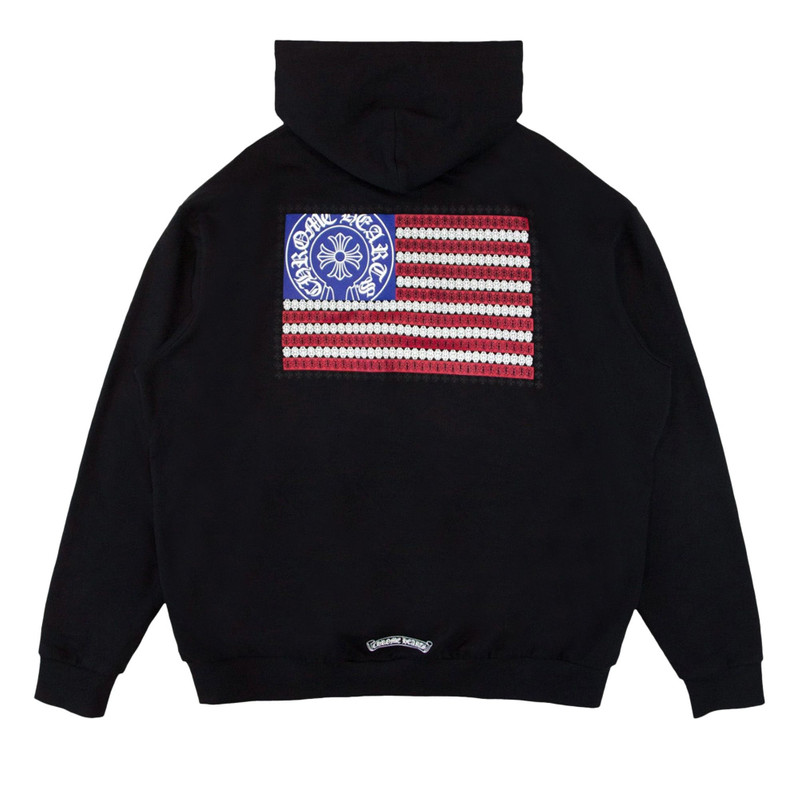 Chrome Hearts Chrome Hearts American Flag Horseshoe Hoodie 'Black/White/Multicolor' outlook