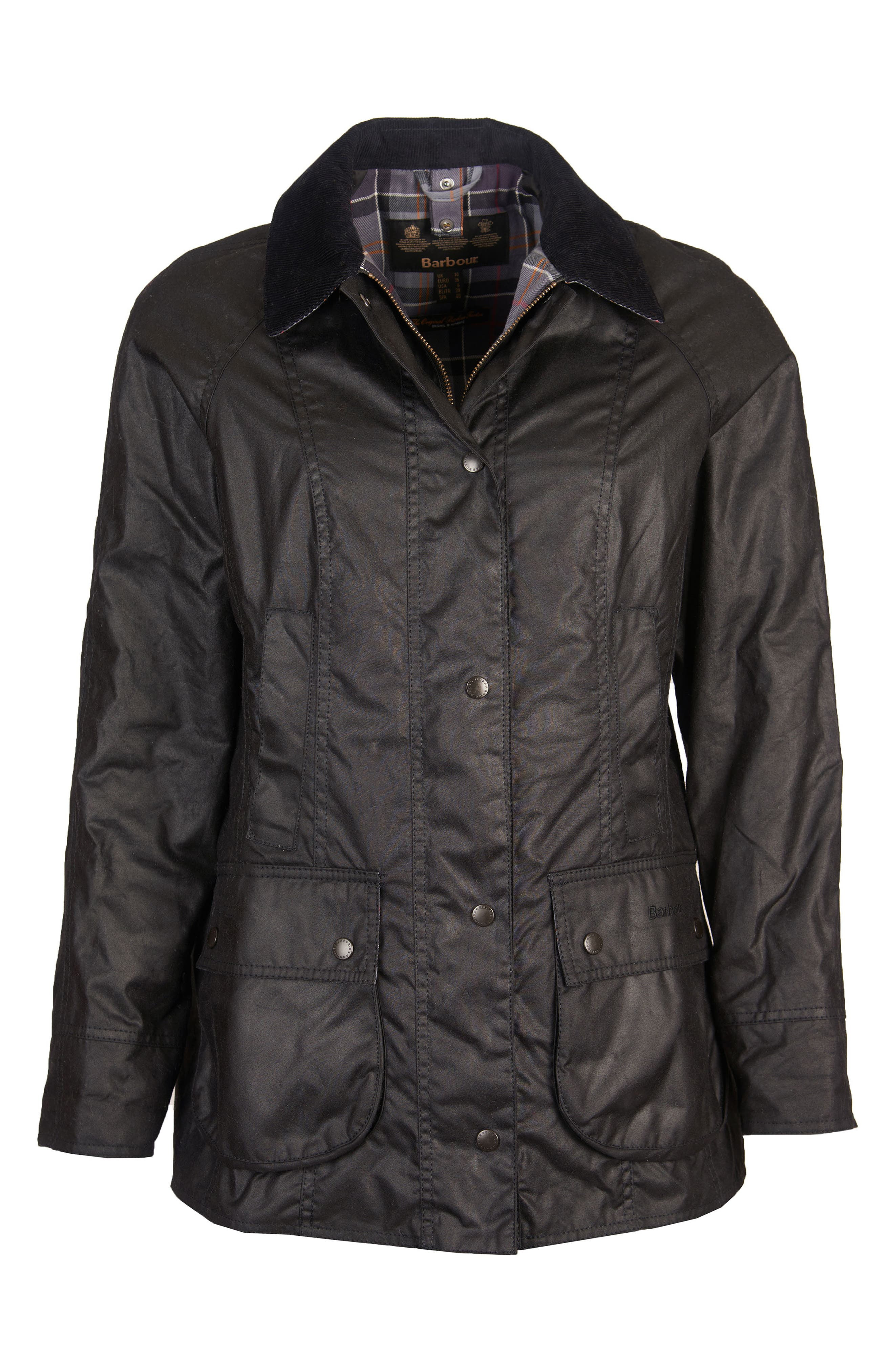 Barbour Beadnell Waxed Cotton Jacket in Black at Nordstrom - 6