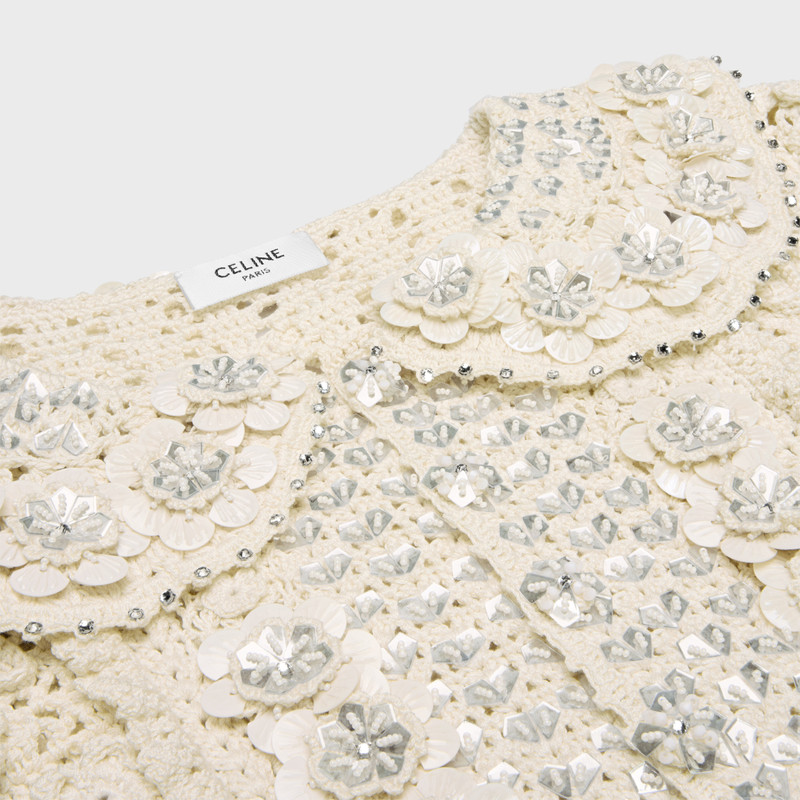 embroidered mini dress in crocheted cotton 3