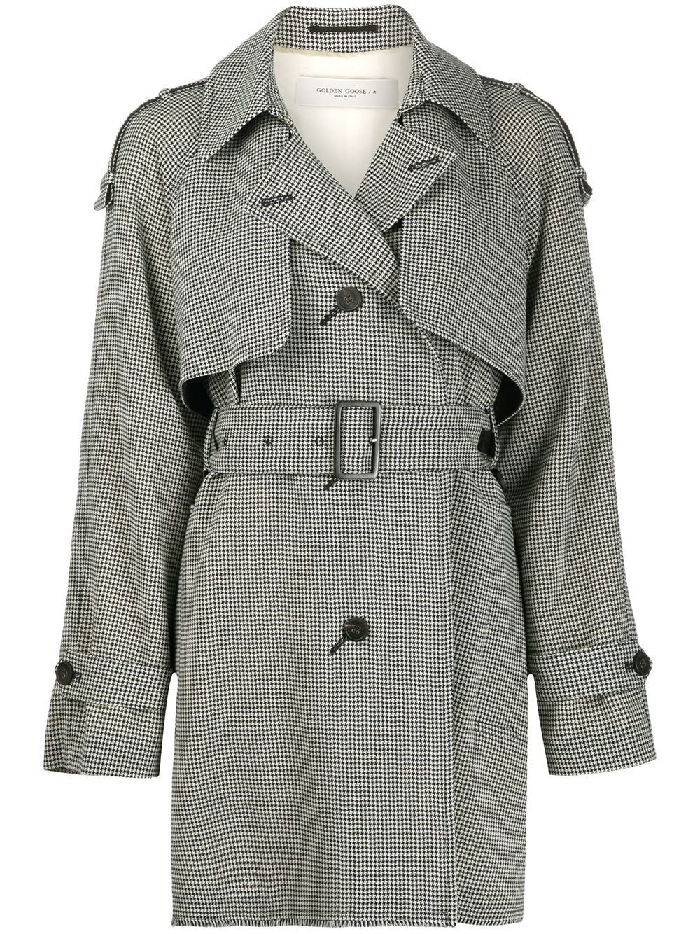 houndstooth trench coat - 1