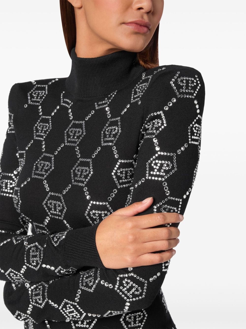 crystal-embellished monogrammed mini dress - 5
