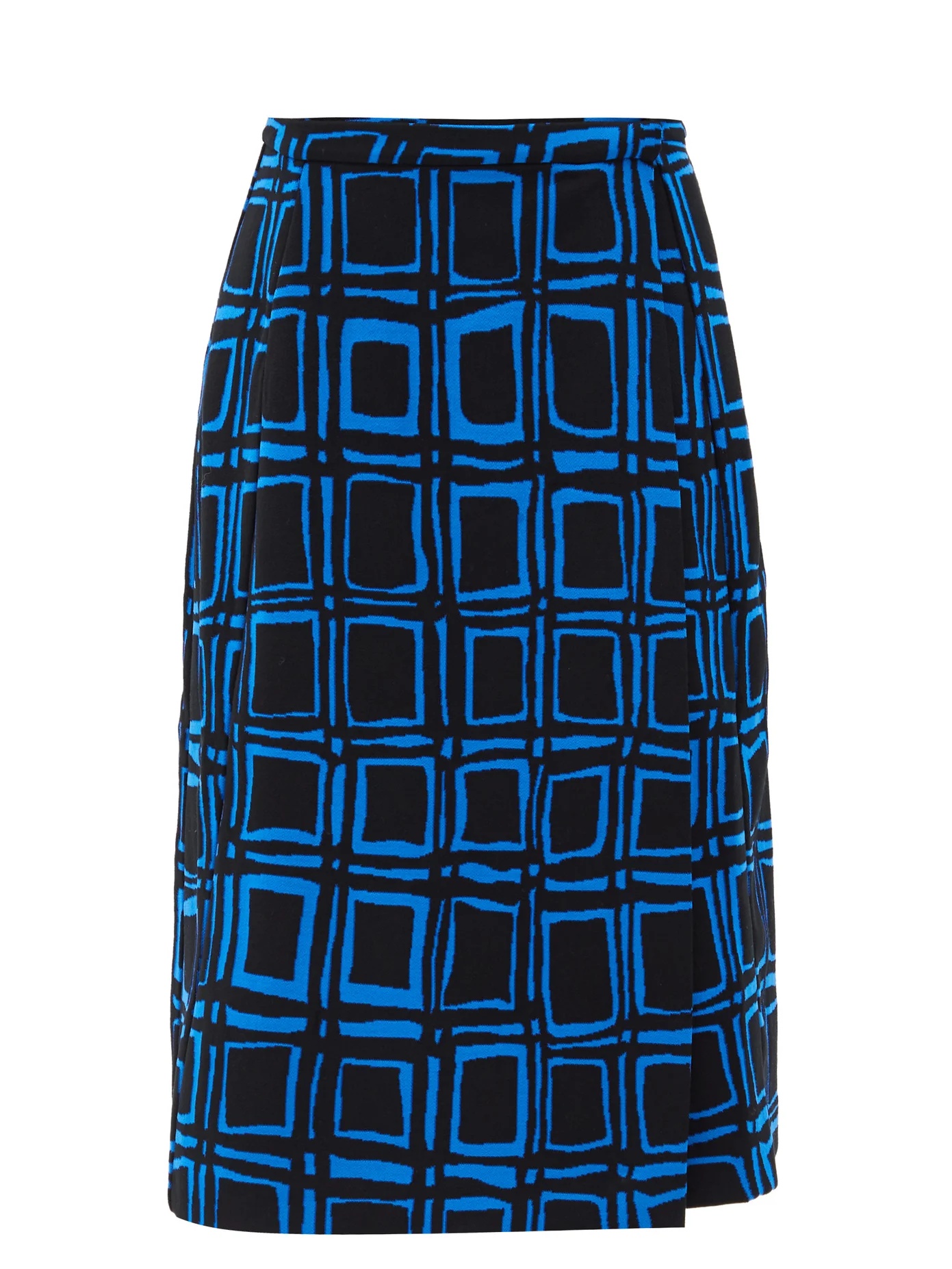 Cubic-print cotton-blend midi skirt - 1