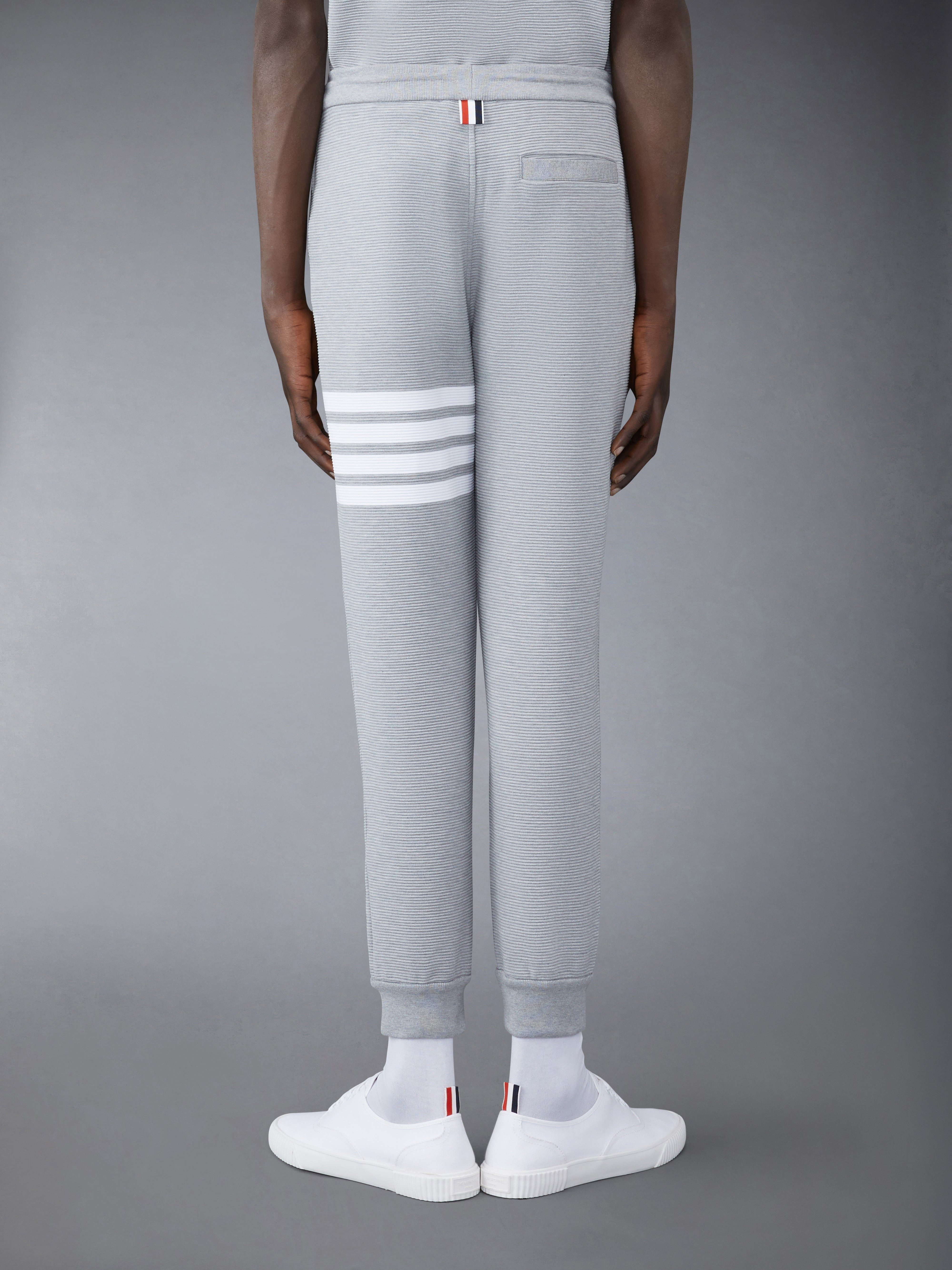 Light Grey Cotton Ottoman Rib 4-Bar Sweatpant - 2