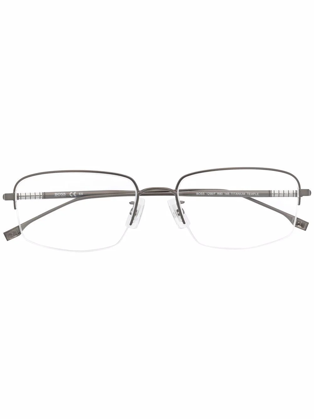 rectangle-frame logo-embossed glasses - 1