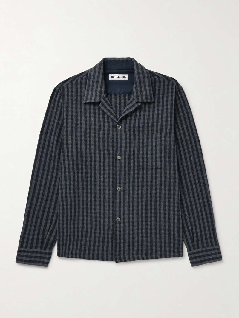 Heusen Convertible-Collar Checked Woven Shirt 1