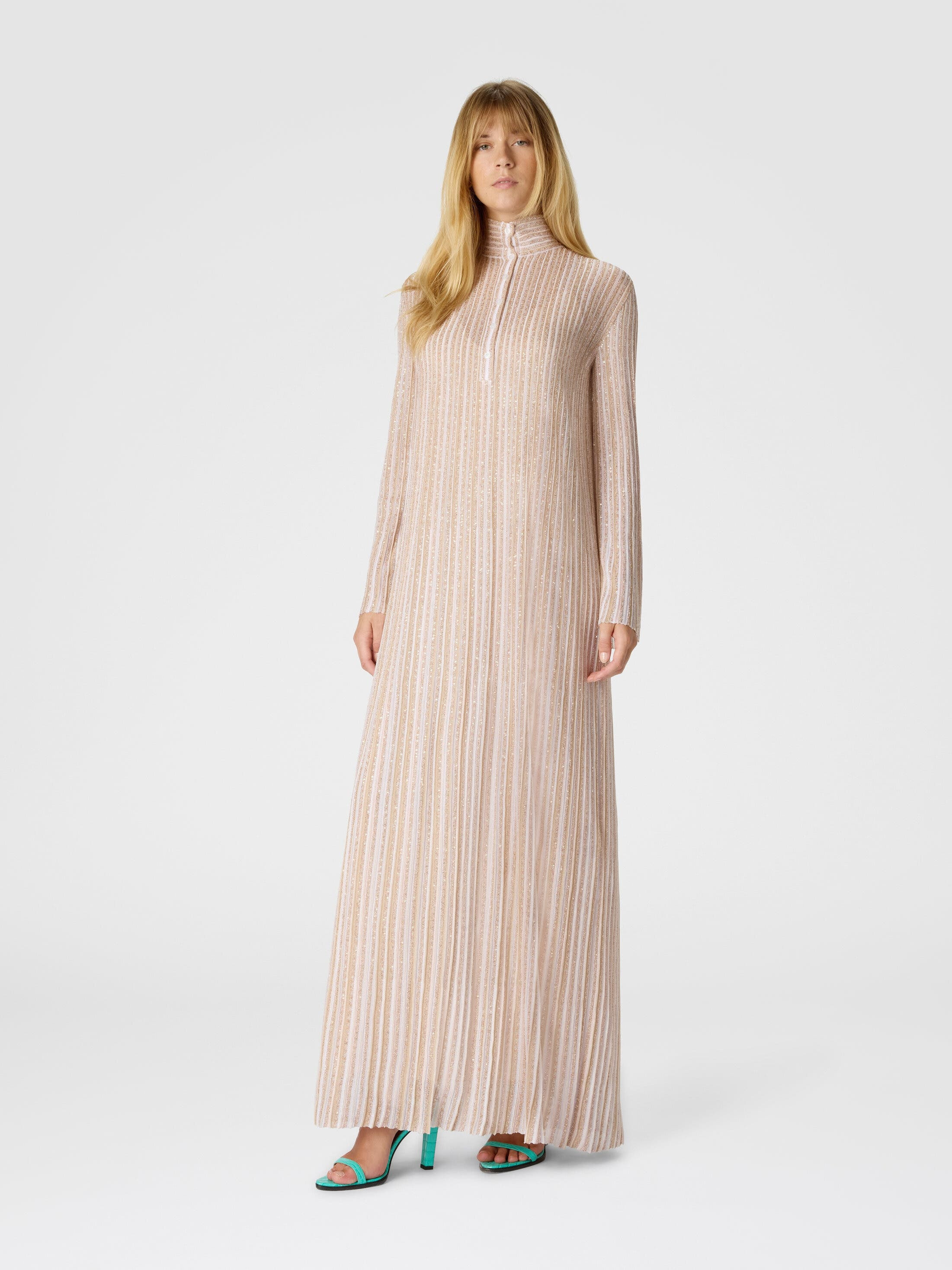 Missoni Long Button-down Dress With Lamé Stripes And Long Sleeves in White at Nordstrom - 2