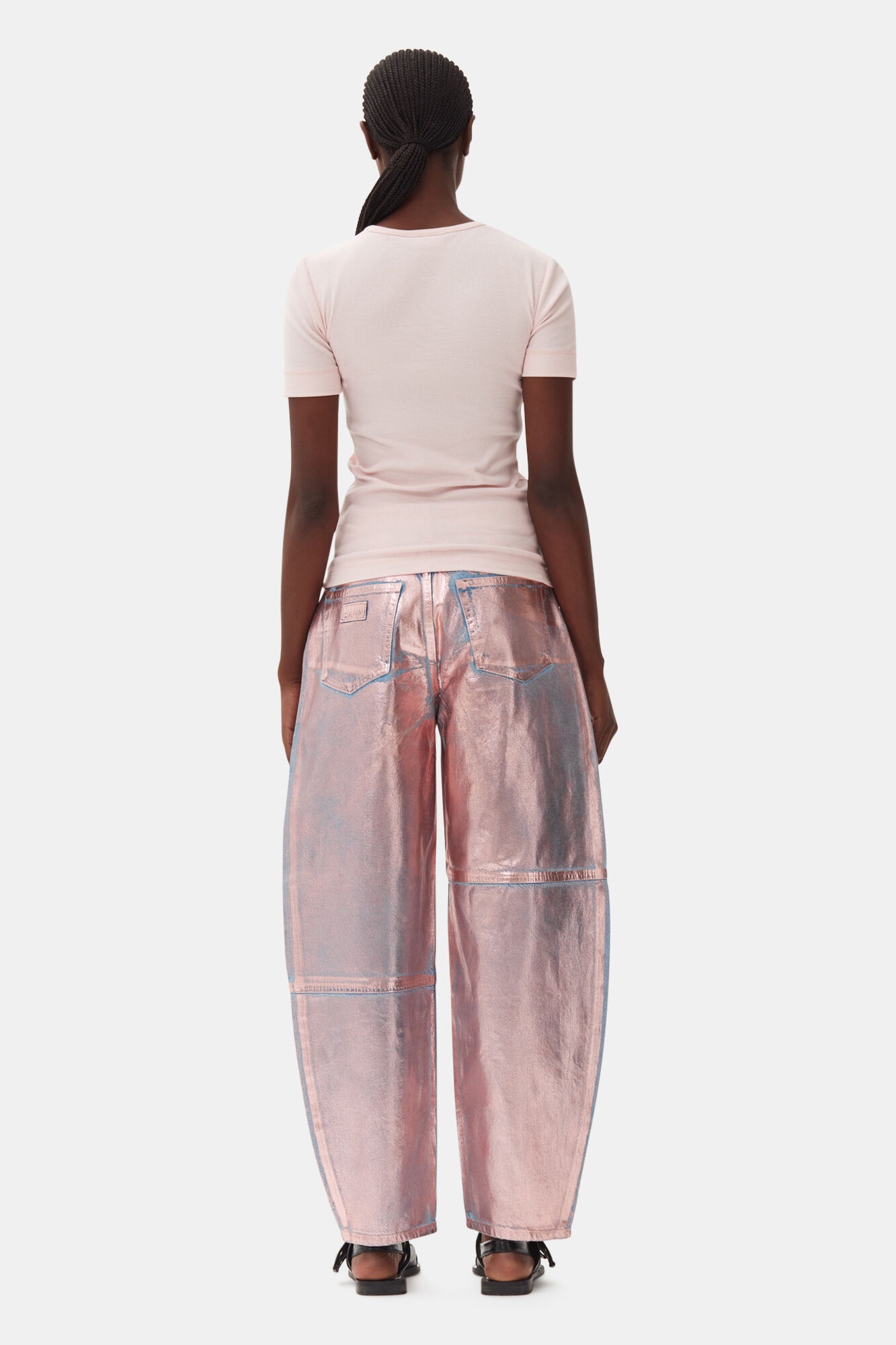 PINK SOFT COTTON RIB SHORT SLEEVE T-SHIRT - 5