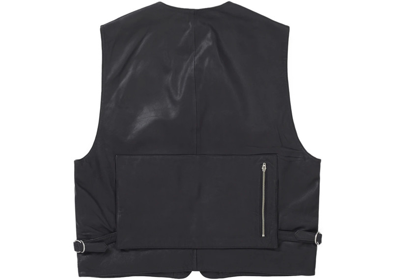 Supreme Supreme Leather Cargo Vest Black outlook