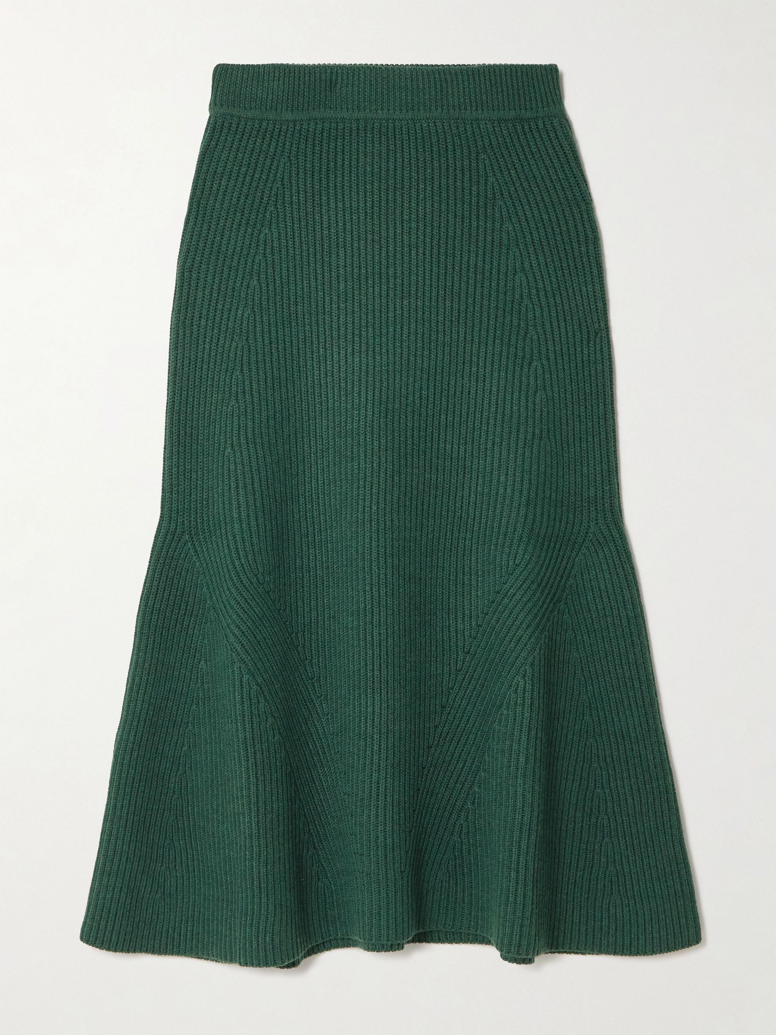 Ribbed wool midi skirt Green - 1