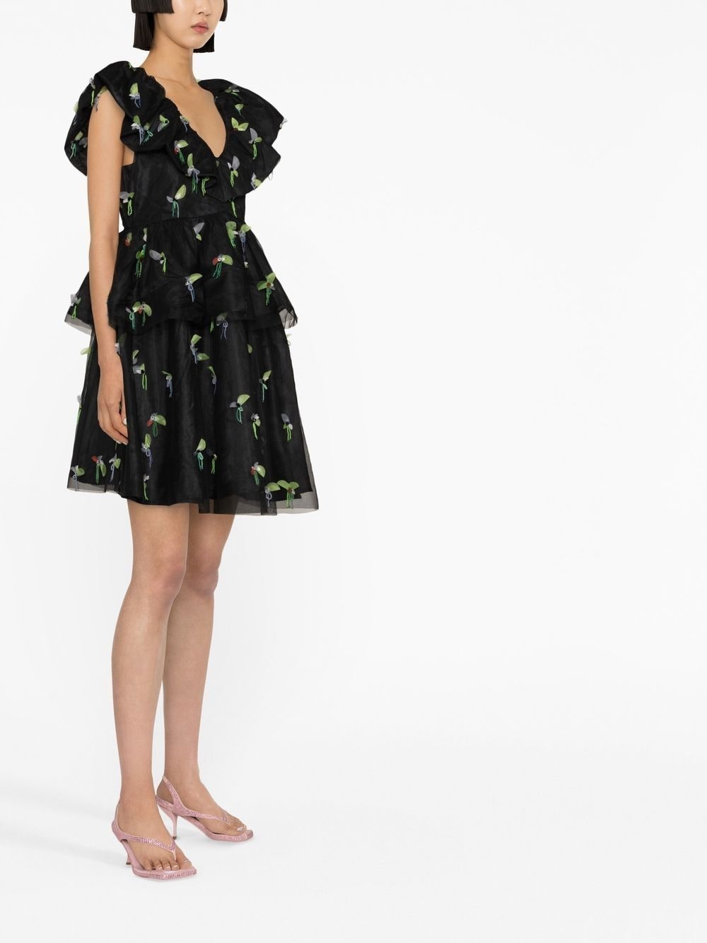 animal-print ruffled minidress - 4