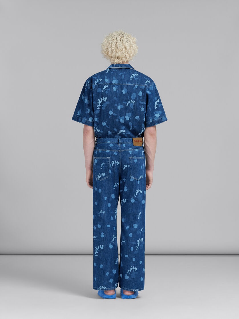 BLUE DENIM JEANS WITH MARNI DRIPPING PRINT - 3