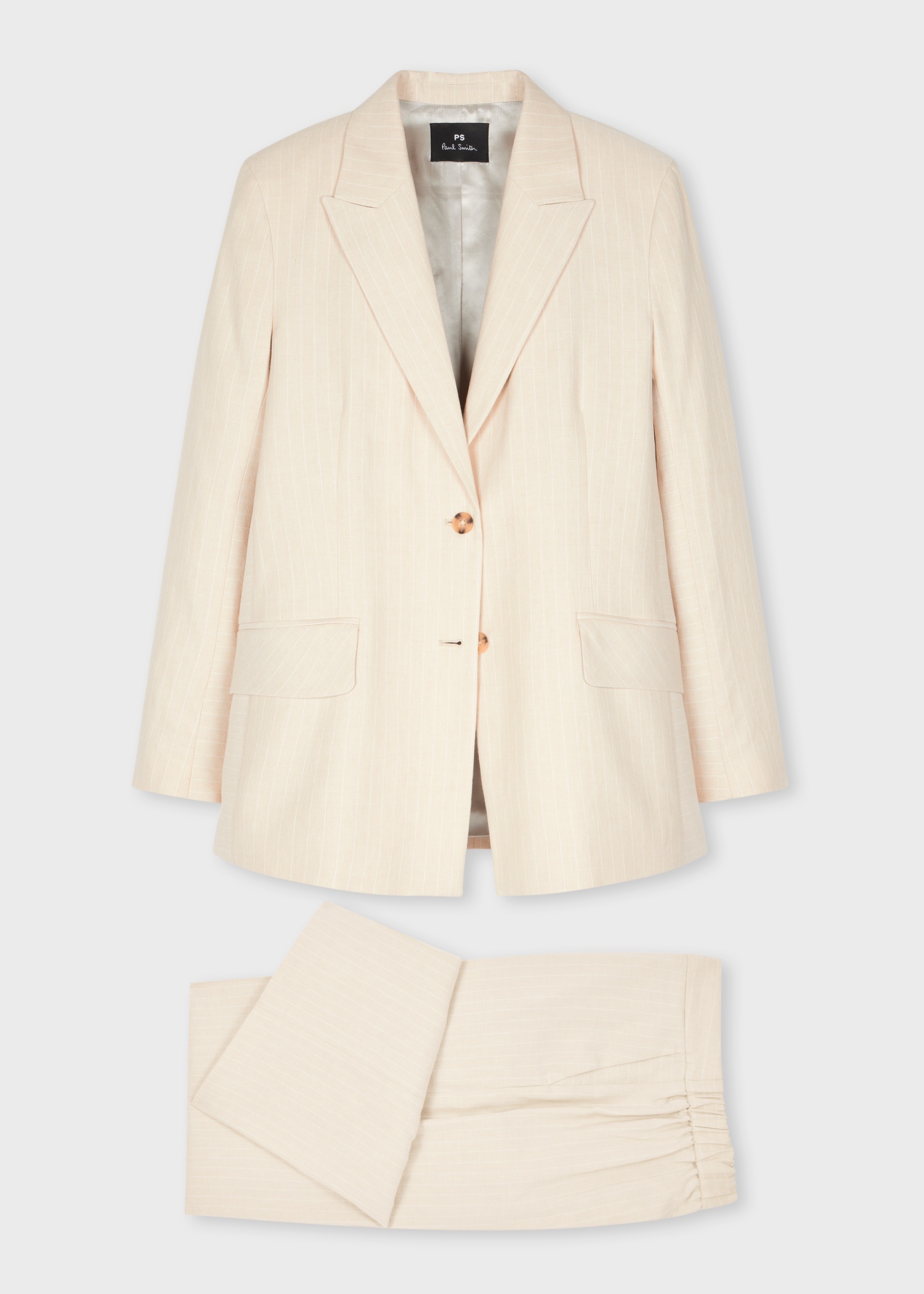 Women's Cream Pinstripe Linen-Blend Suit - 1