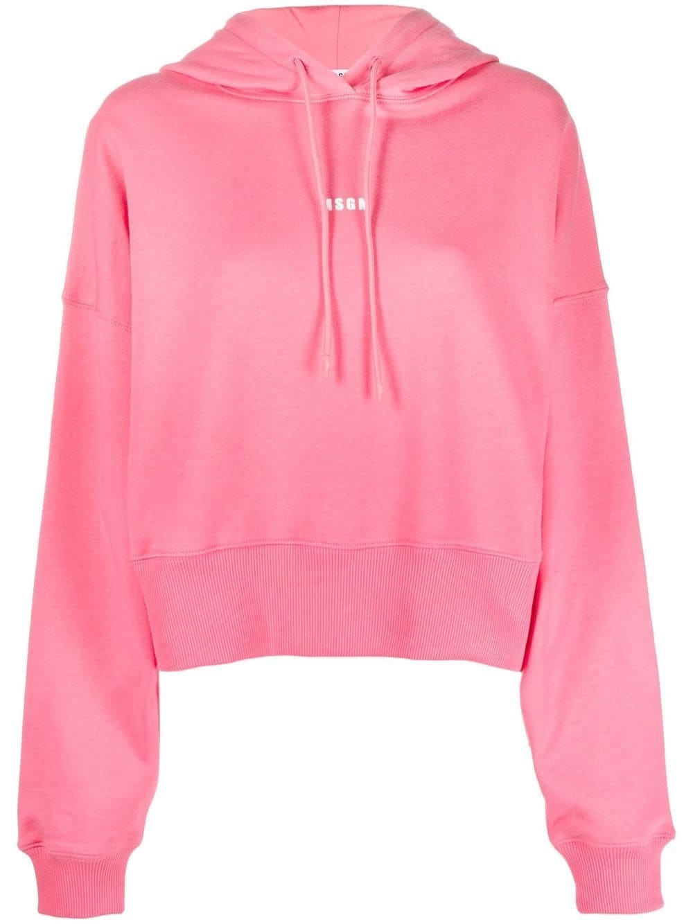 logo-print cropped cotton hoodie - 1