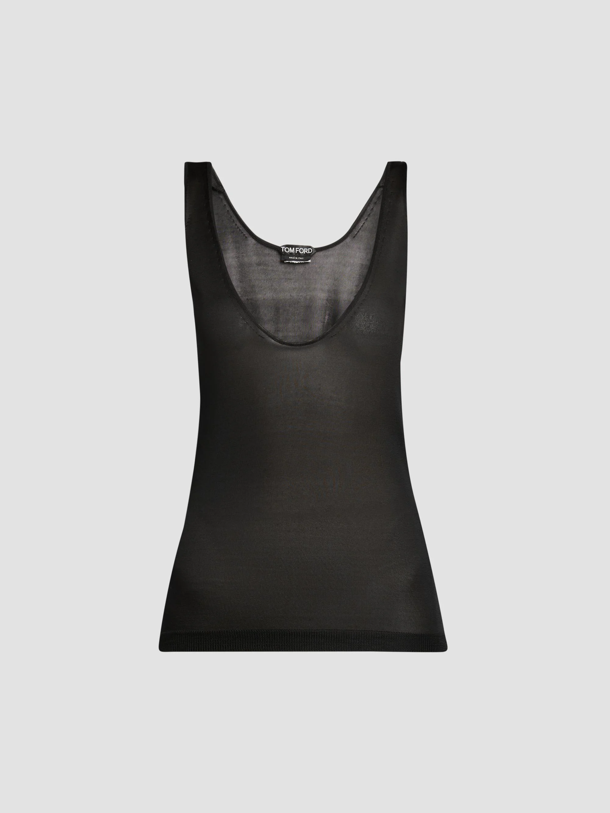 Women's Sheer Scoop Neck Tank Top - Black - 1