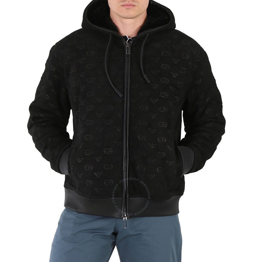 Emporio Armani Men's Black Logo-Embroidered Blouson Jacket - 3