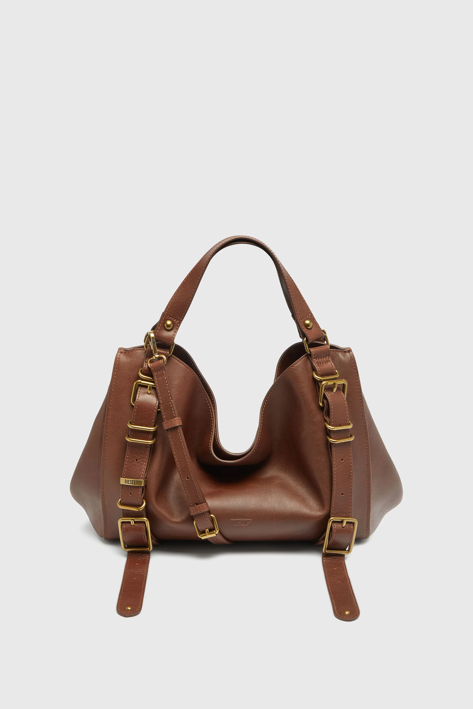 D-ONE-MEDIUM TOP-HANDLE BAG IN TREATED LEATHER - 1