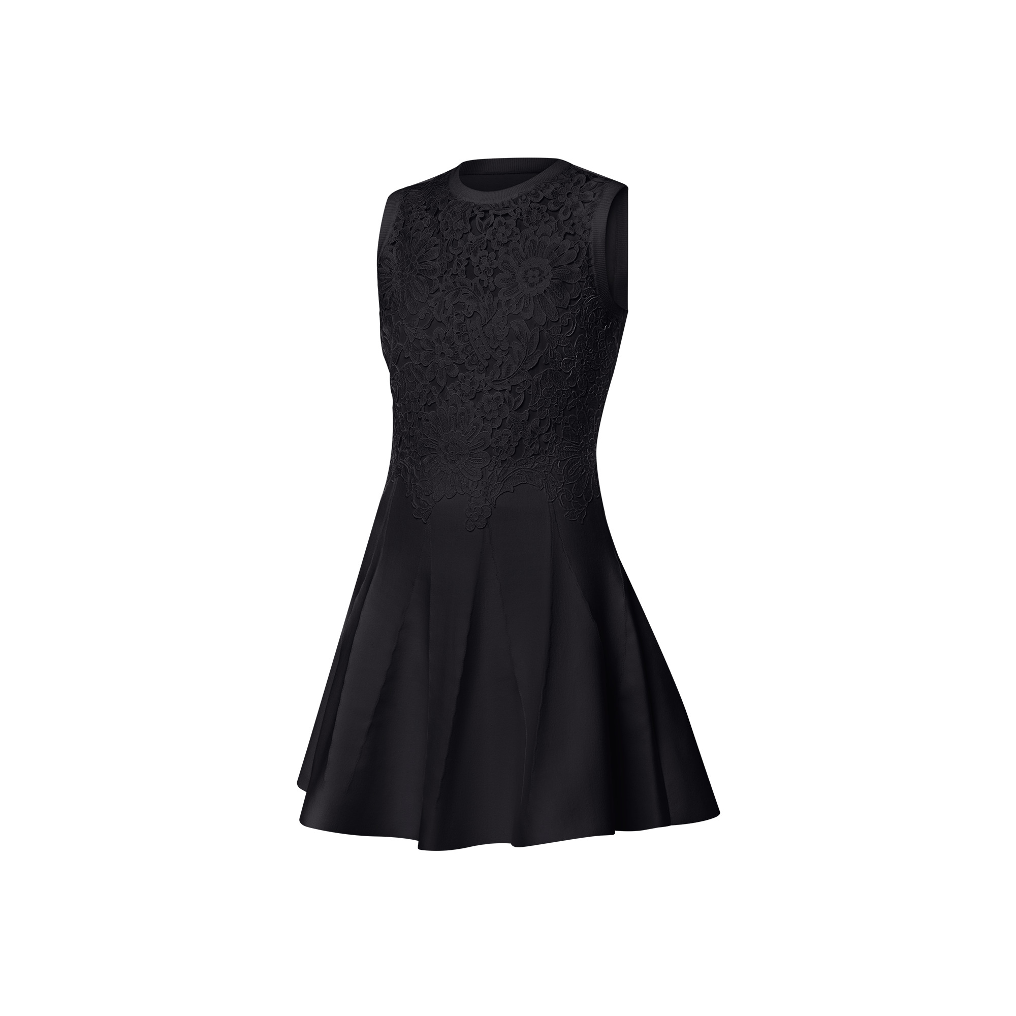 Floral Lace Accent Dress - 2