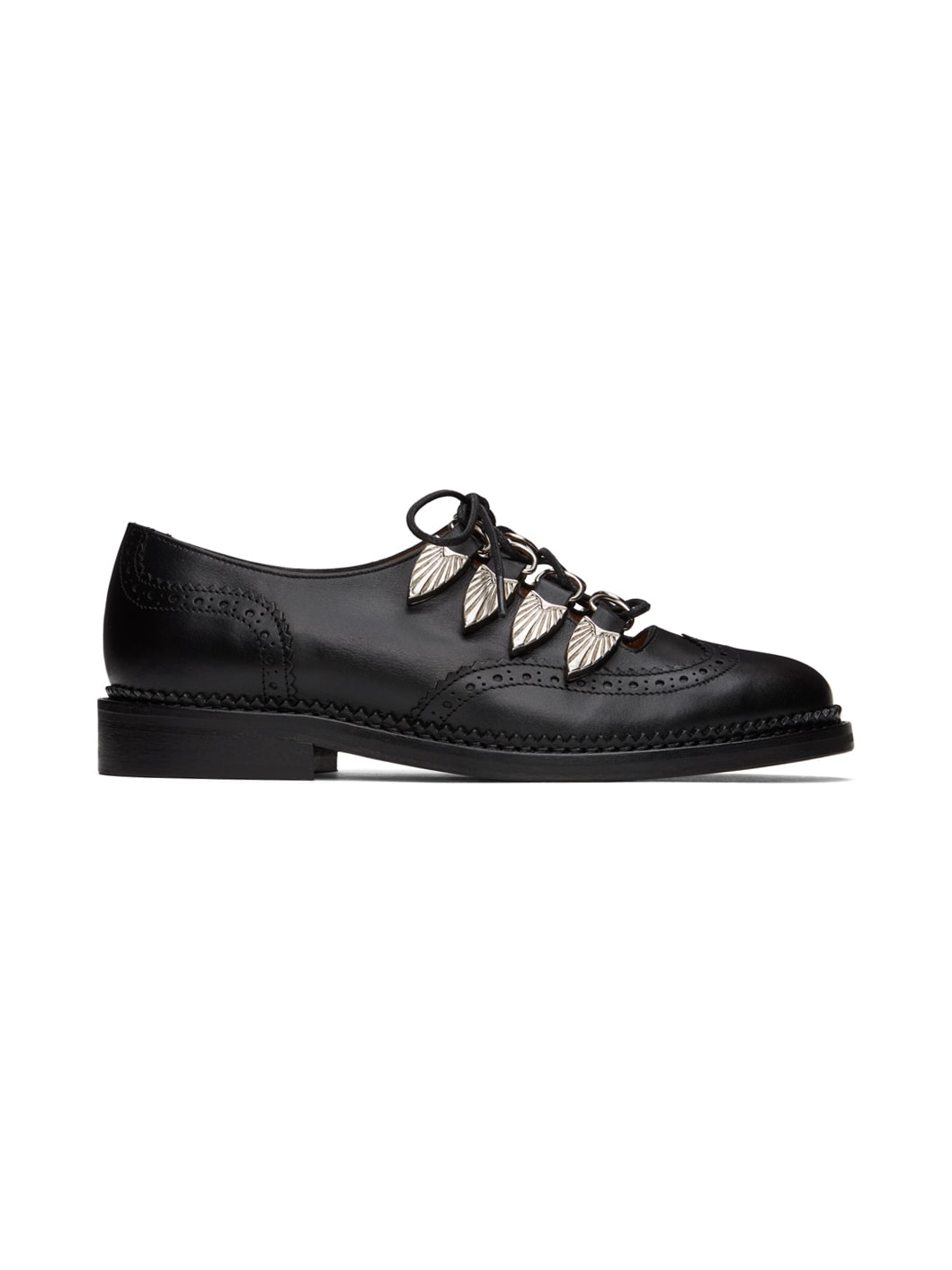 Black Lace-Up Loafers - 1