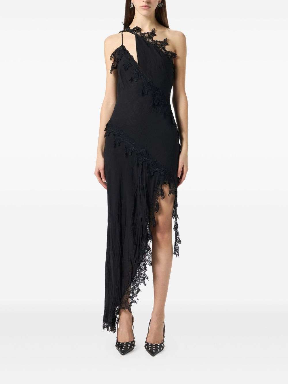 asymmetrical lace-embellished dress - 2