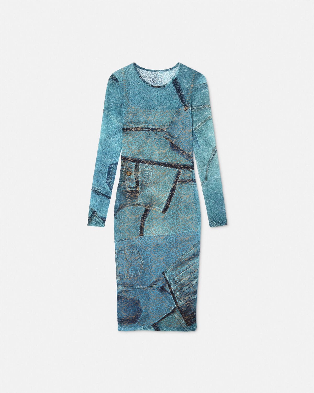 Patchwork Denim Lace Midi Dress - 1