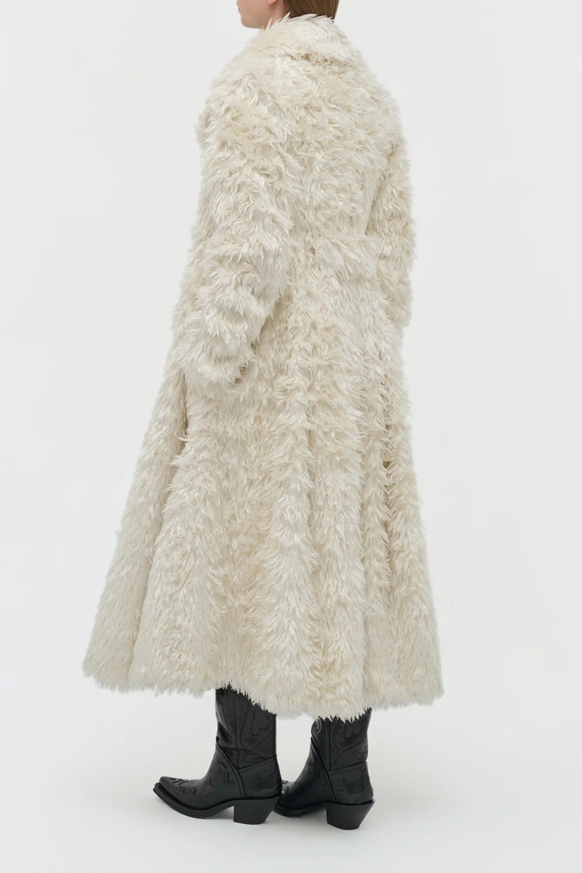 Cantwell Coat in Ivory Silk Fur - 4