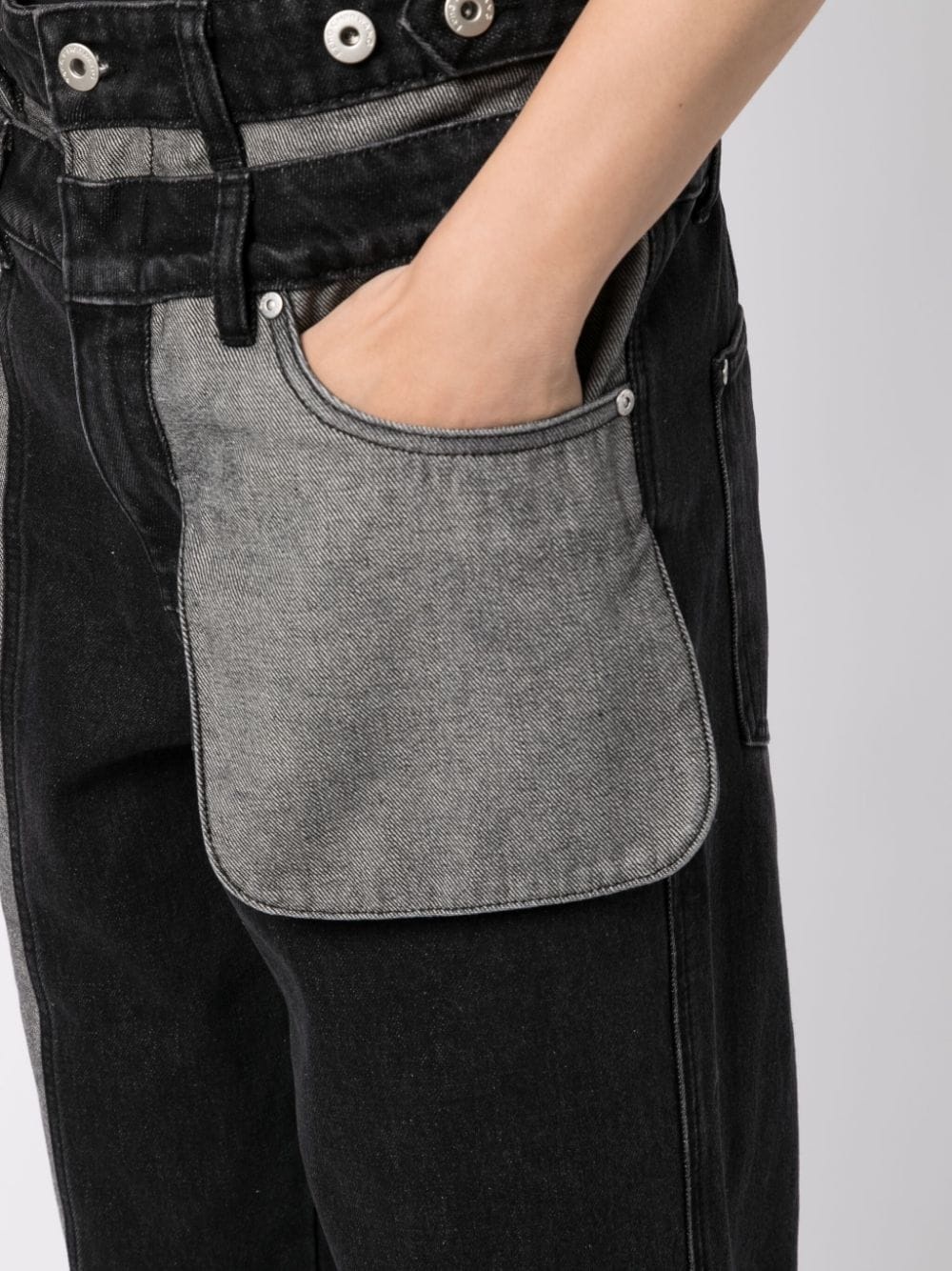 layered panelled jeans - 5