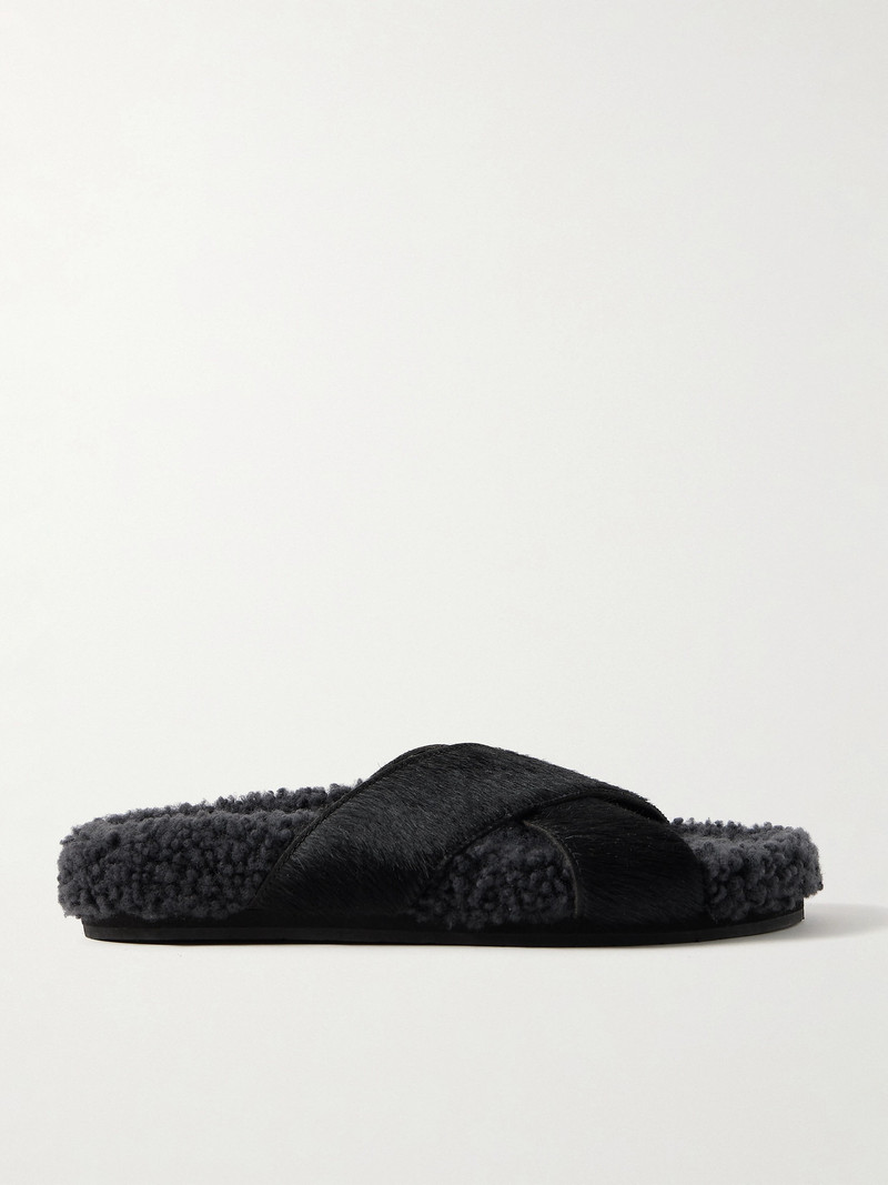 Anilio Calf Hair And Shearling Slides 1