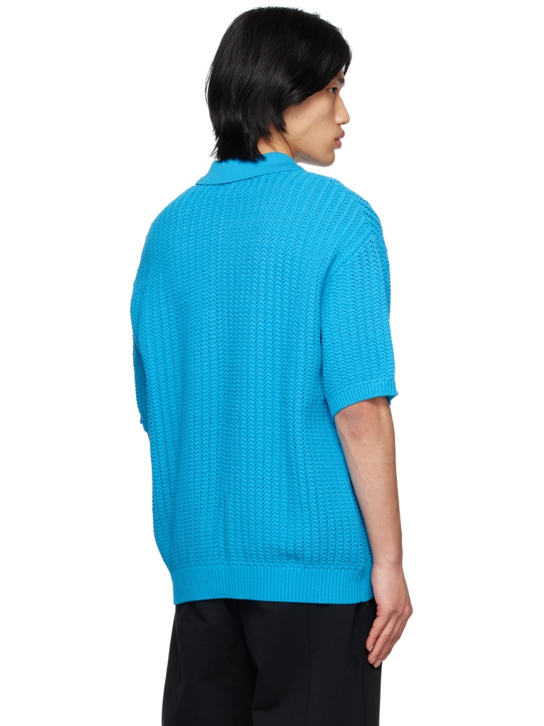 Blue Herringbone Polo - 3