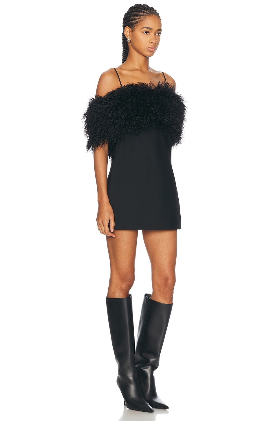 Mini Dress With Faux Fur Stole - 2
