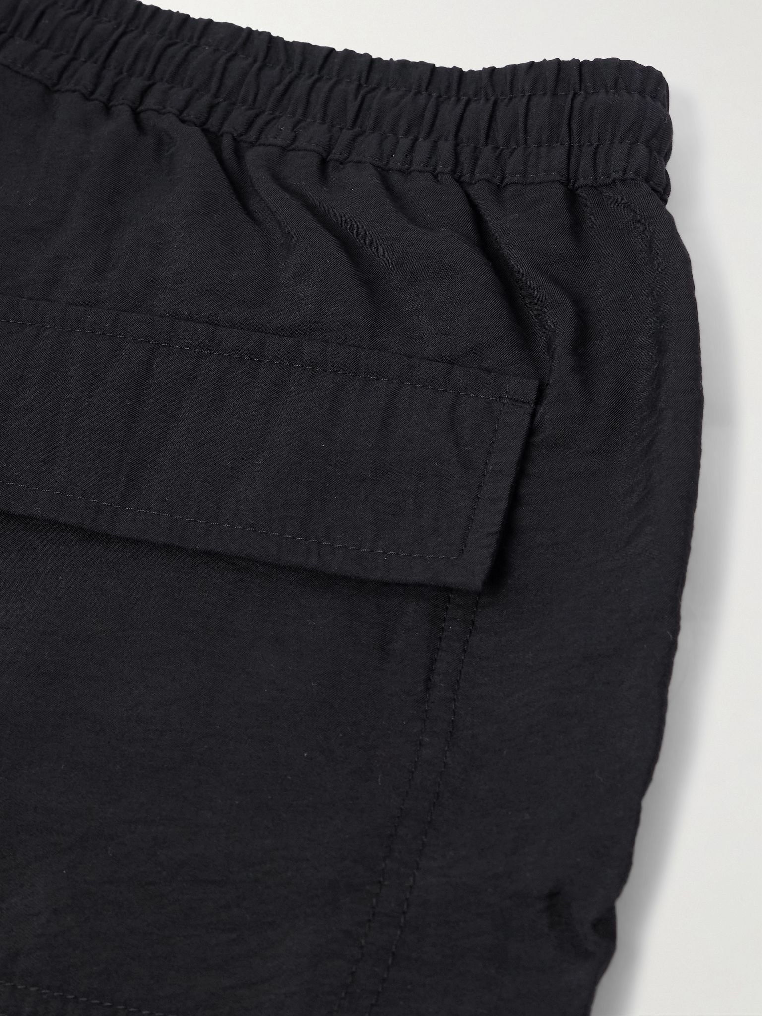 Ryder 5971 Straight-Leg Crinkled TENCEL™ Modal-Blend Drawstring Shorts Black - 5