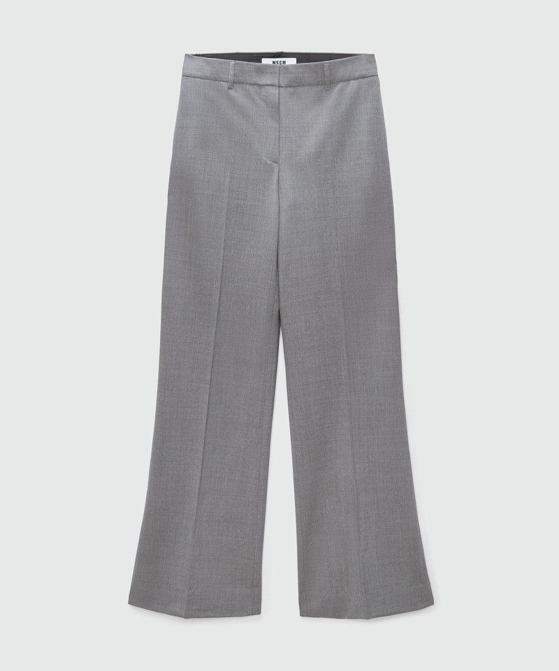 Grey melange tailored palazzo pants 1