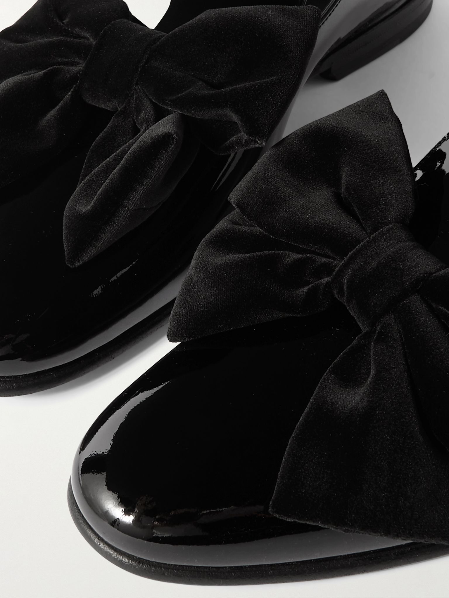 Janser Velvet-Trimmed Patent-Leather Loafers Black - 6