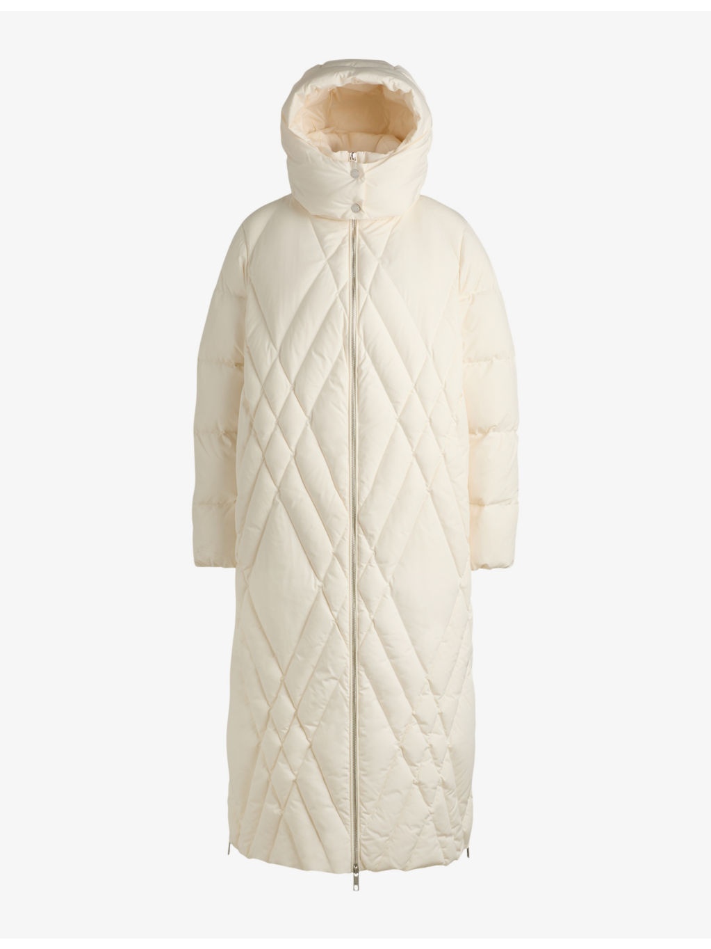 Diamond-quilted hooded shell-down coat - 1