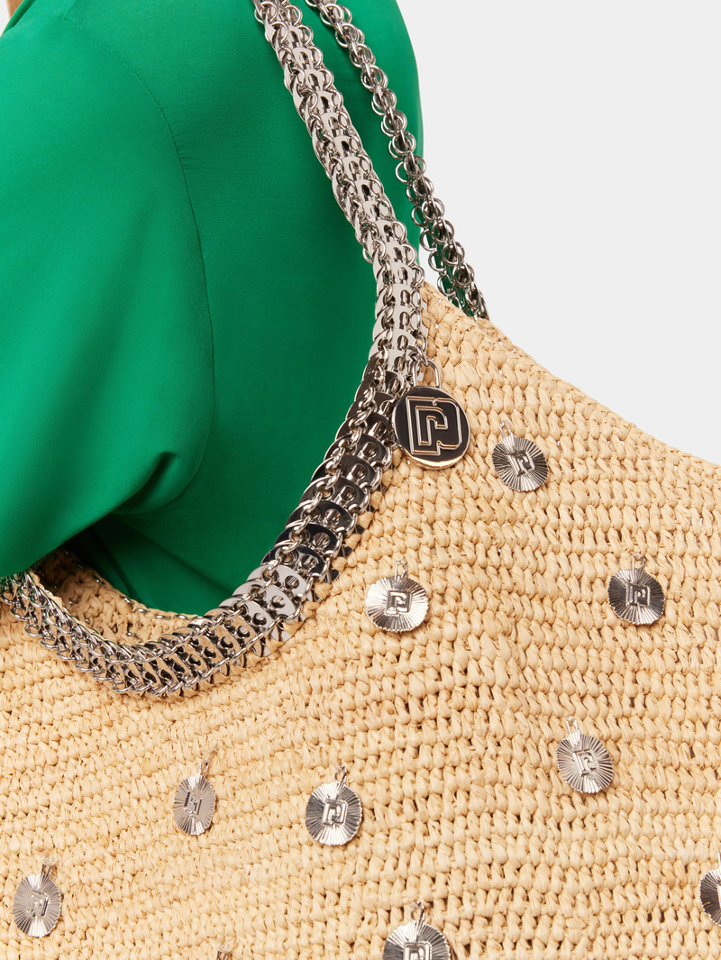 LARGE BASKET BAG WITH MEDALS IN RAFFIA 4