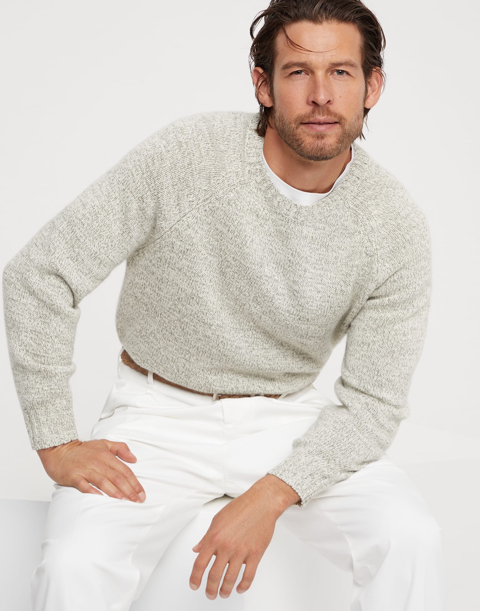 Mouliné cashmere sweater with raglan sleeves - 4