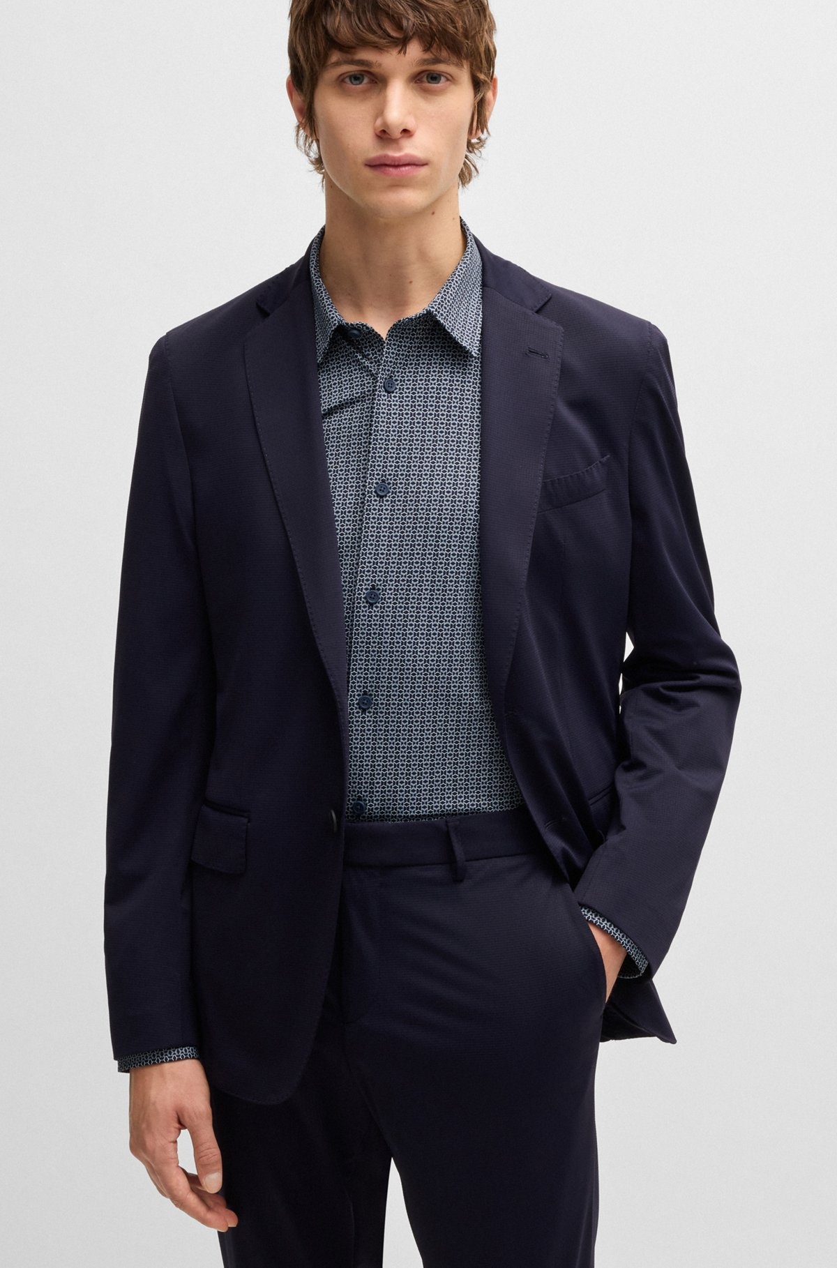 SLIM-FIT SHIRT IN PRINTED PERFORMANCE-STRETCH JERSEY - 6