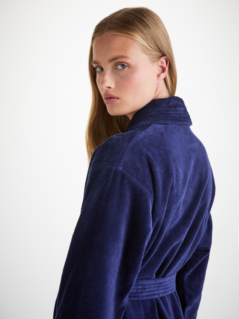 Women's Bathrobe Triton 10 Terry Cotton Navy 6