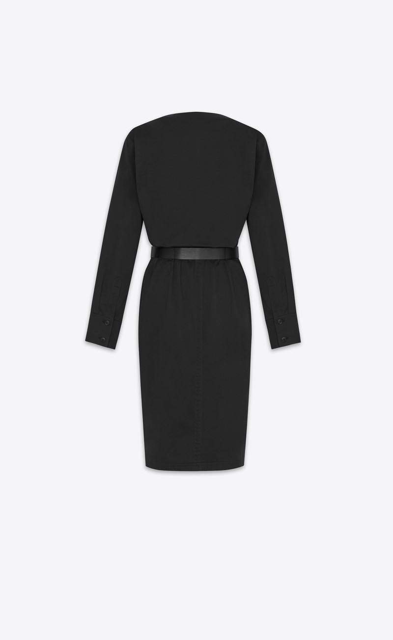 SAINT LAURENT wrap dress in cotton linen twill outlook