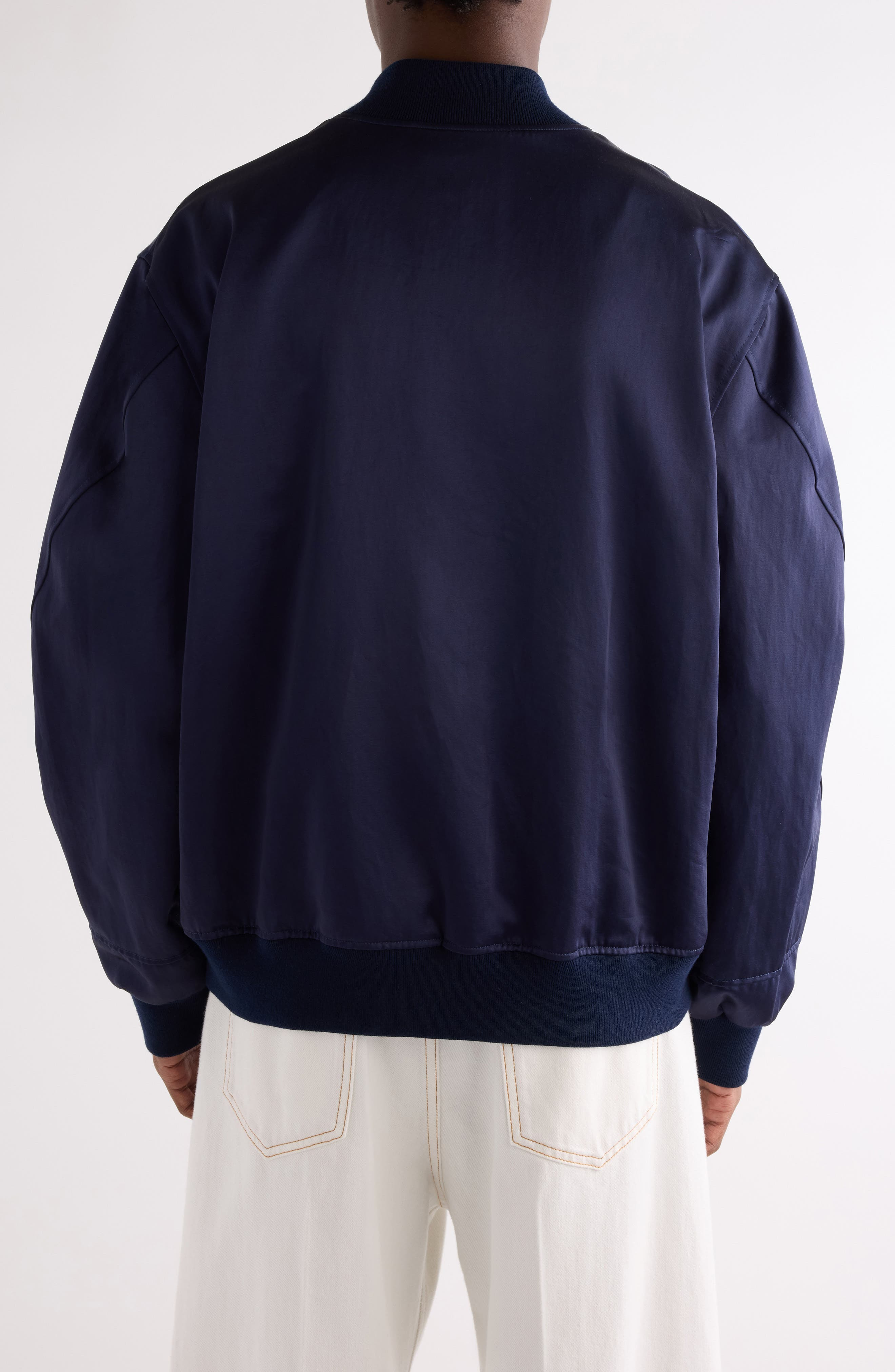 Givenchy Oversize Logo Appliqué Bomber Jacket in Navy at Nordstrom - 3