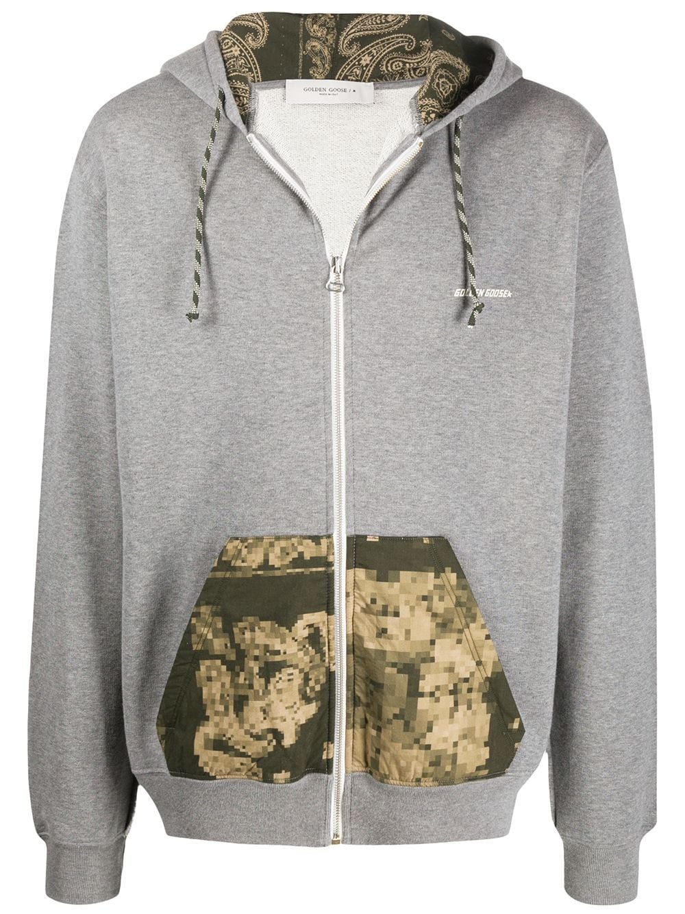 abstract print pocket hoodie - 1