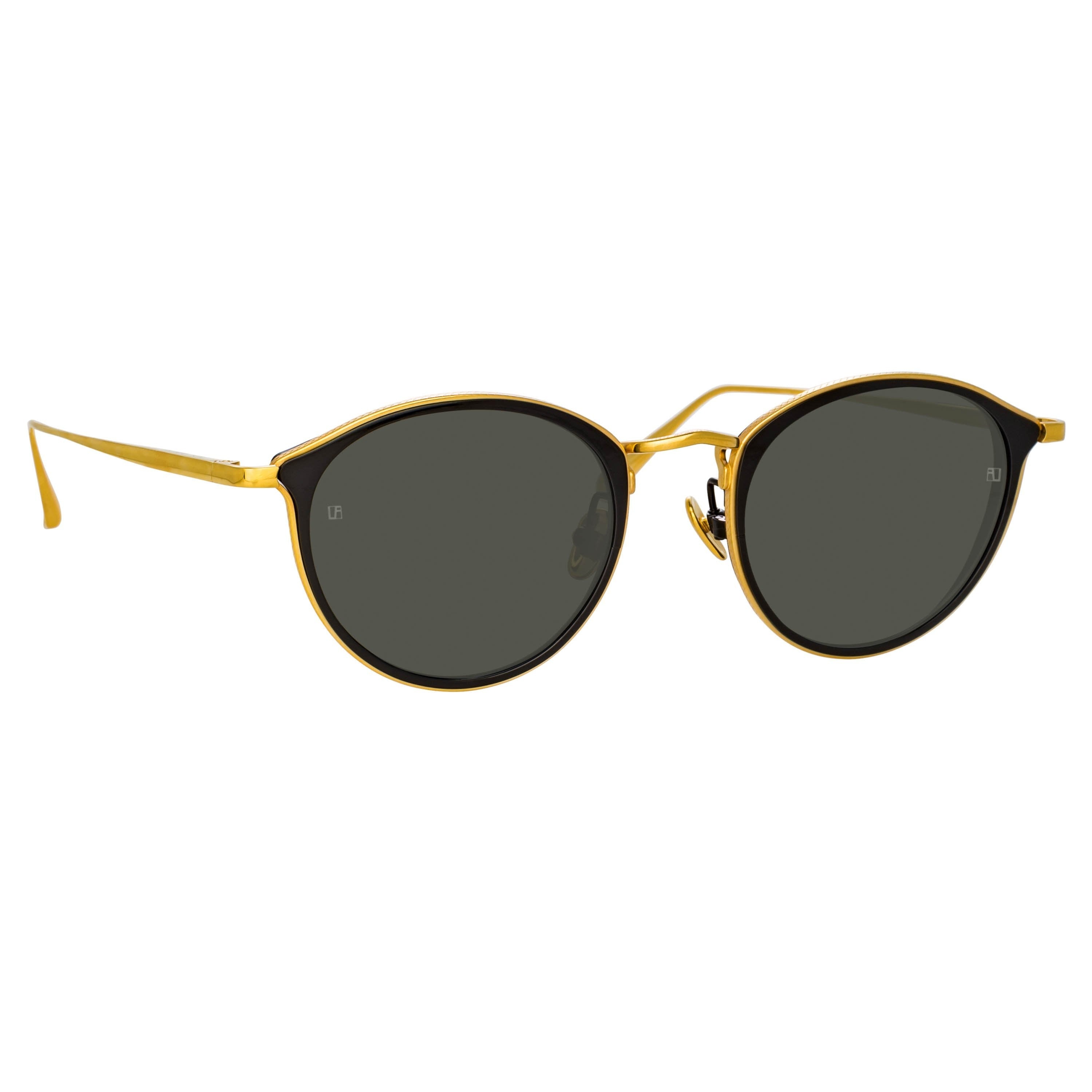 LUIS OVAL SUNGLASSES IN YELLOW GOLD AND BLACK - 1