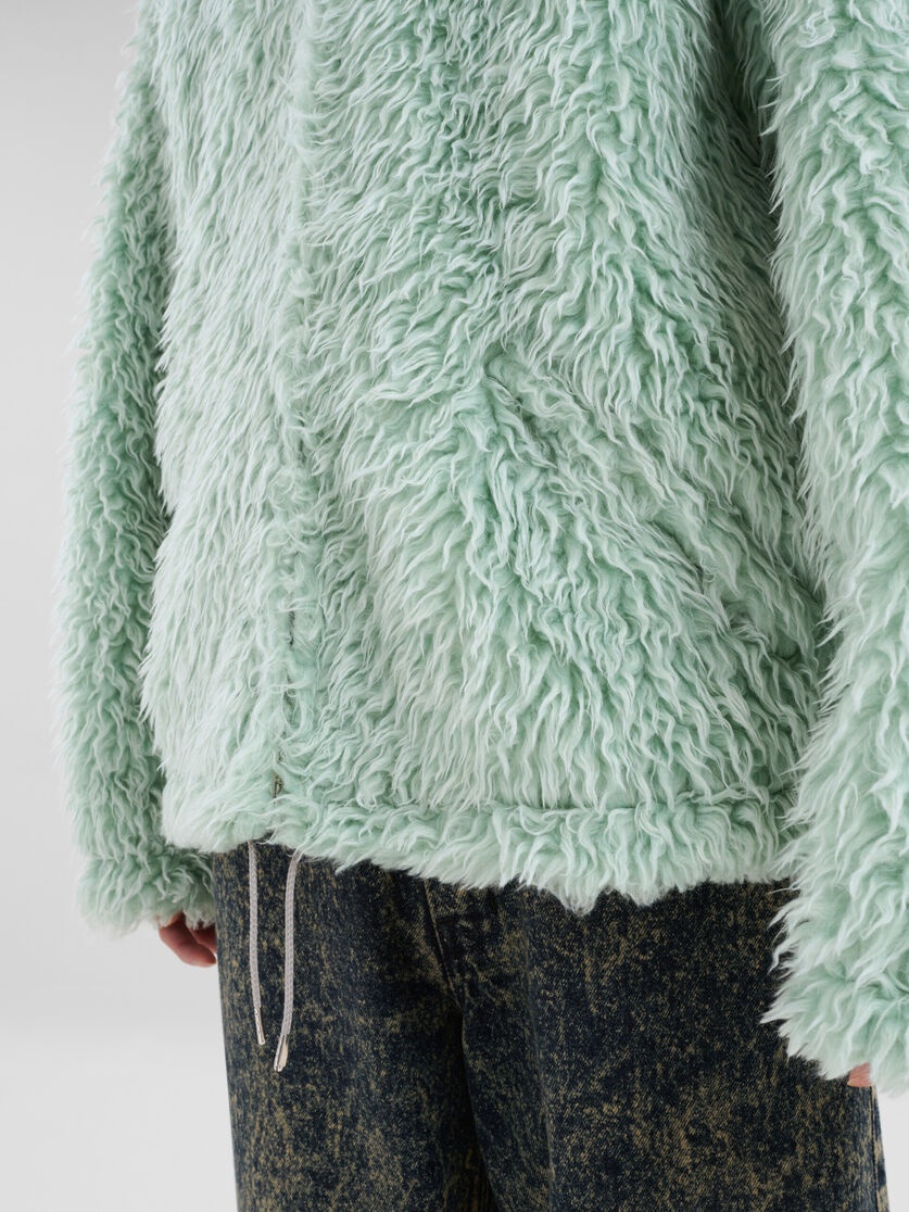 GREEN SHAGGY JACKET WITH DETACHABLE HOOD - 5